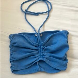 Zara Blue Ruched Crop Top